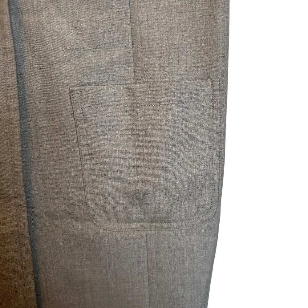 Pendleton 100% Virgin Wool Long Line Duster Vest Gray Sleeveless Blazer Jacket L